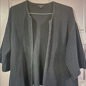 Eileen Fisher Black Ribbed Open-Front Cardigan Jacket